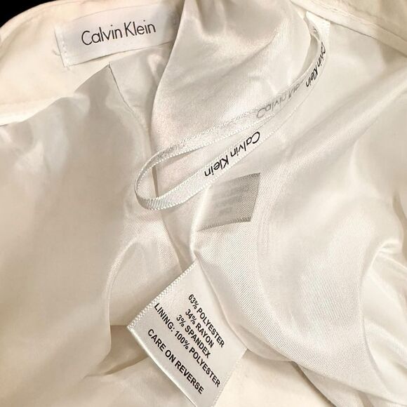 Calvin Klein Wide leg fully lined high waist tailored ivory trousers size 10 - Picture 13 of 14